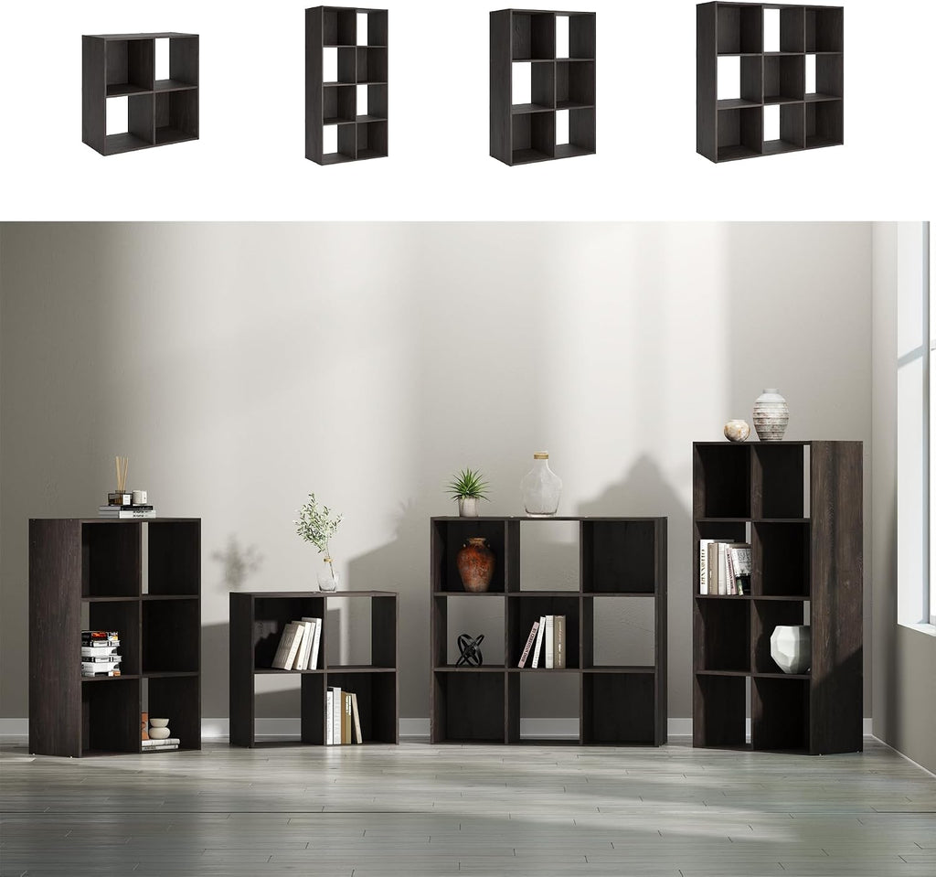 Signature Design by Ashley Piperton 6 Cube Storage Organizer, Freestanding Cubby Bookshelf, Engineered Wood and Decorative Laminate for Playrooms and Offices, Charcoal, 24" W x 36" H