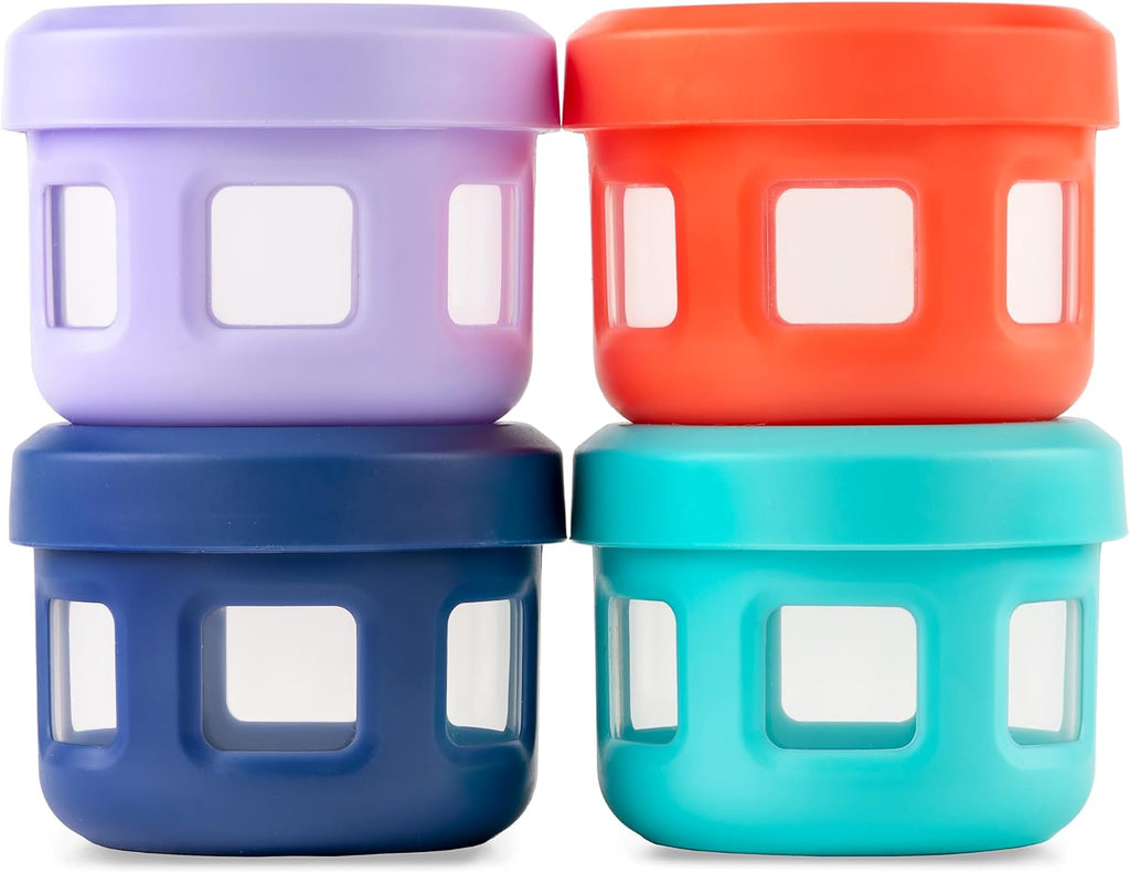 Ello 4oz Reusable Plastic Condiment Containers with Lids, 6 Pack, Fruit