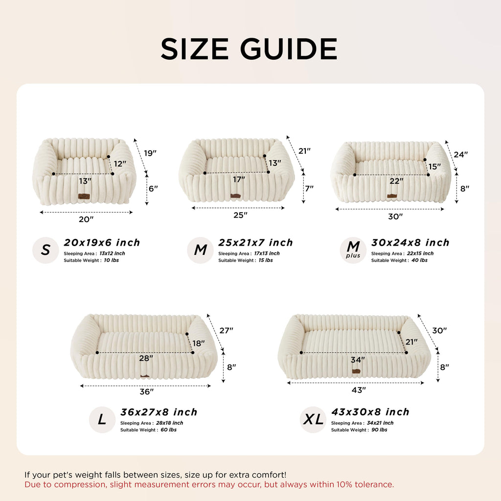 Bedsure ComfyFleece® Cute Dog Beds Large Sized Dog Washable，36in Cream