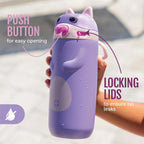 Ello Ellies 12oz Stainless Steel Leakproof Kids Water Bottle, Cat
