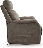 Signature Design by Ashley Dual Motor Power Lift Recliner, Heat & Massage | Fossil suede faux leather, Lift chairs recliners for elderly, Independent back and footrest, Crestmeade Series