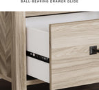Signature Design by Ashley Battelle Nightstand, Mid Century Modern 2 Drawer Bedside Table, Engineered Wood Construction for Bedroom Storage, Light Oak Finish, 22 inches W
