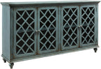 Signature Design by Ashley Mirimyn 4-Door Accent Cabinet, Antique Teal | Veneers, wood and engineered wood construction, Versatile TV stand or dining buffet, Adjustable shelves