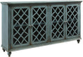 Signature Design by Ashley Mirimyn 4-Door Accent Cabinet, Antique Teal | Veneers, wood and engineered wood construction, Versatile TV stand or dining buffet, Adjustable shelves