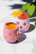Ello Cru 17oz Stemless Wine Glasses with Silicone Sleeves, 4 Pack, Cashmere