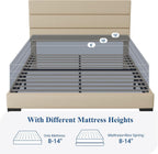 Allewie Queen Size Platform Bed Frame with Fabric Upholstered Headboard