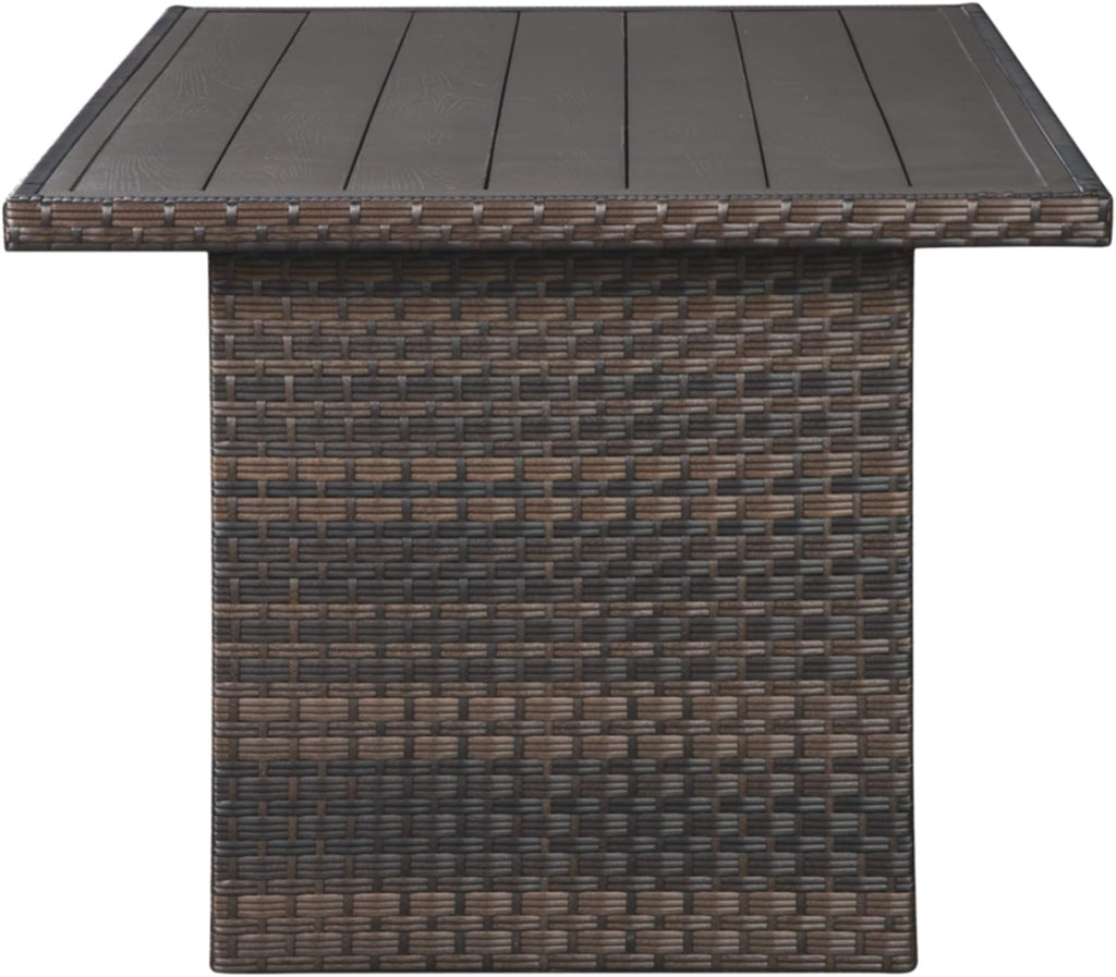 Signature Design by Ashley Outdoor Easy Isle Multi-Use Resin Wicker Patio Table, Dark Brown