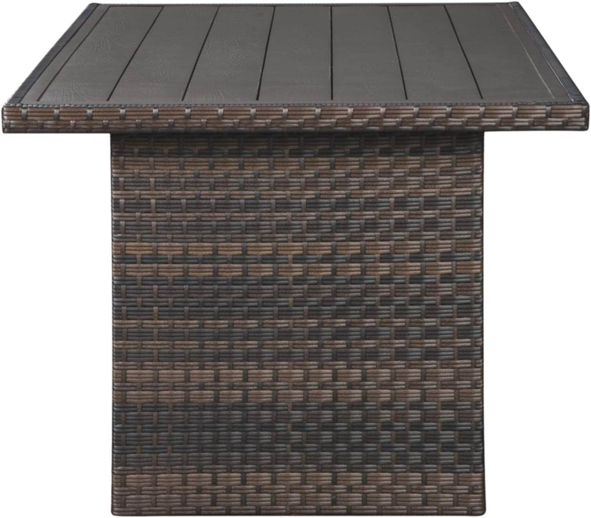 Signature Design by Ashley Outdoor Easy Isle Multi-Use Resin Wicker Patio Table, Dark Brown
