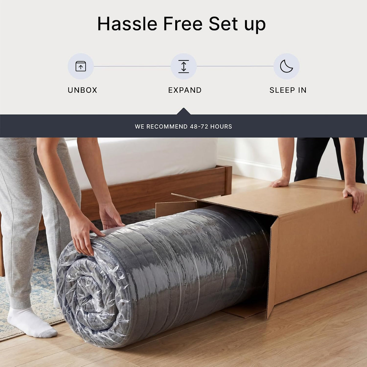 Signature Design by Ashley Hybrid Mattress in a Box, Medium Firm King Size | 900 wrapped coils and charcoal-infused gel foam, Water-resistant nano-treated protective cover, Gray 1200 Hybrid