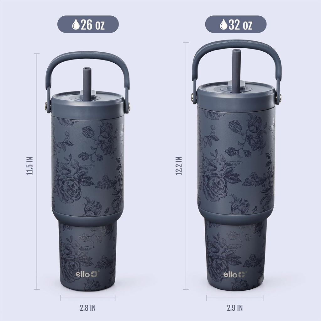 Ello Oasis Go+ 26oz Insulated Stainless Steel Tumbler with Straw, Porcelain