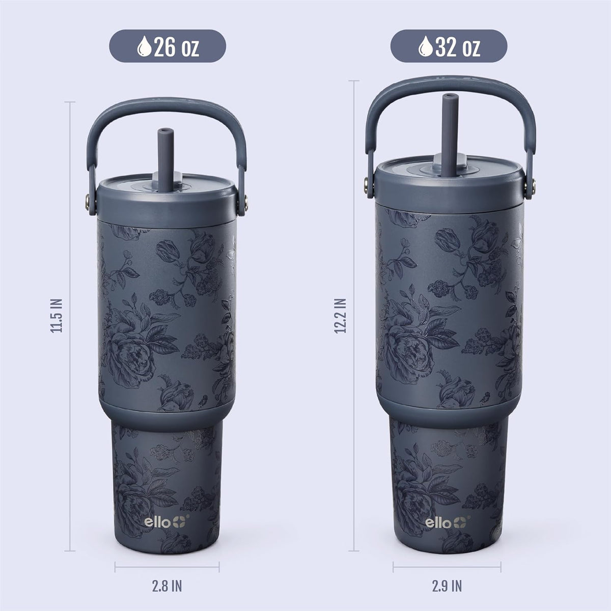 Ello Oasis Go+ 26oz Insulated Stainless Steel Tumbler with Straw, Porcelain
