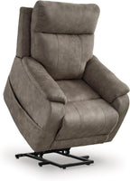Signature Design by Ashley Dual Motor Power Lift Recliner, Heat & Massage | Fossil suede faux leather, Lift chairs recliners for elderly, Independent back and footrest, Crestmeade Series