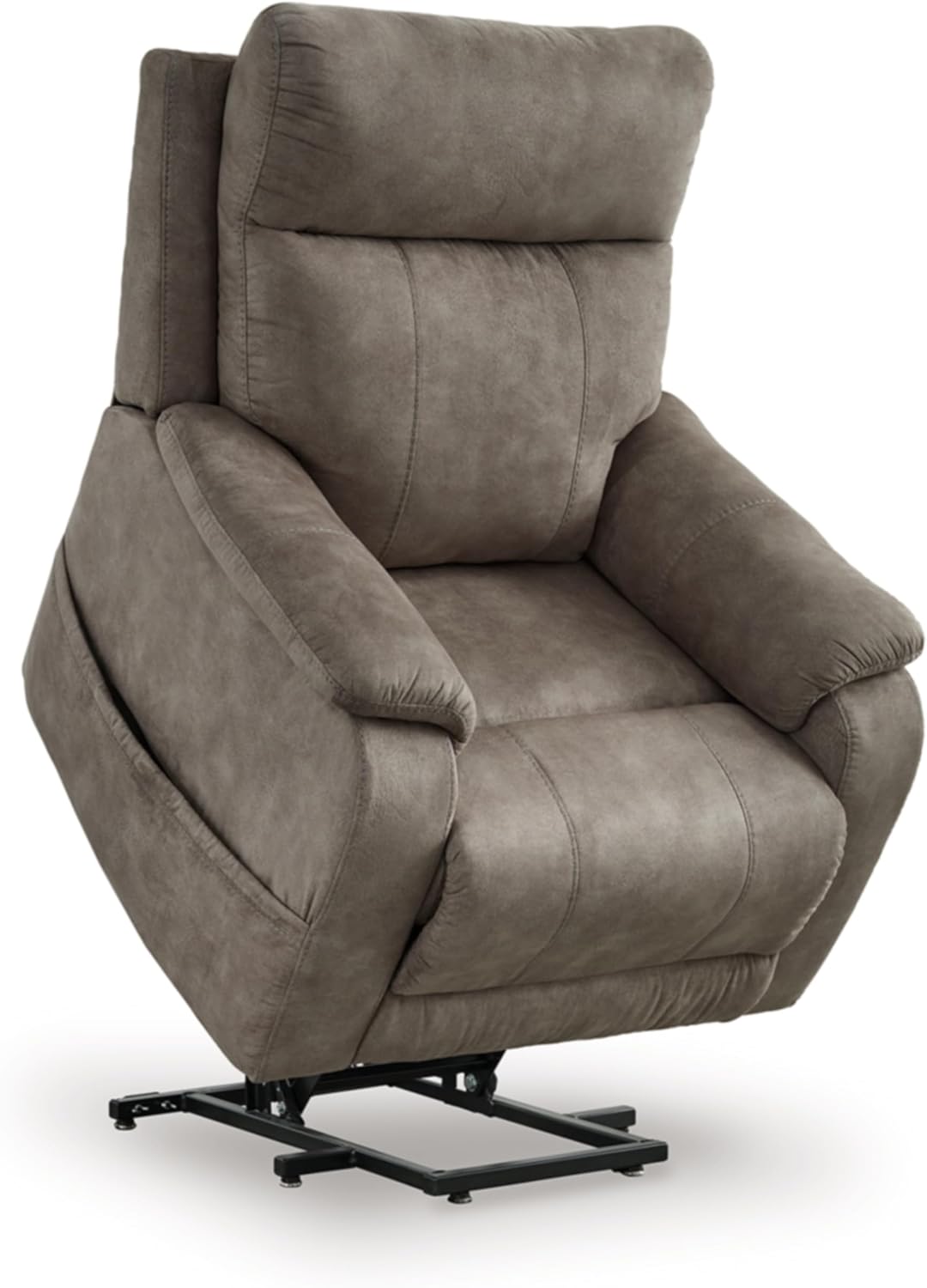 Signature Design by Ashley Dual Motor Power Lift Recliner, Heat & Massage | Fossil suede faux leather, Lift chairs recliners for elderly, Independent back and footrest, Crestmeade Series