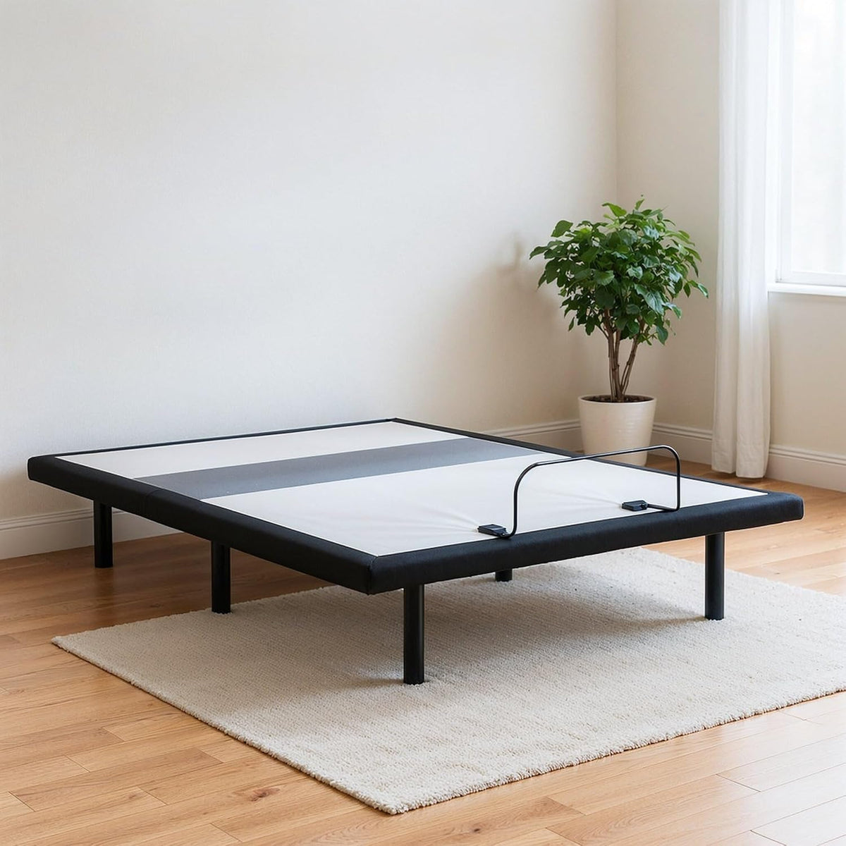 Signature Design by Ashley Adjustable Bed Frame Queen, Remote & Lumbar | Queen adjustable base with remote, Built-in massage, Fast 15-minute assembly, Lumbar and audio base