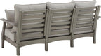 Signature Design by Ashley Visola 80"W 3-Seat Outdoor Patio Sofa, HDPE Wood Look, Couch with Performance Cushions for Deck Furniture, Gray
