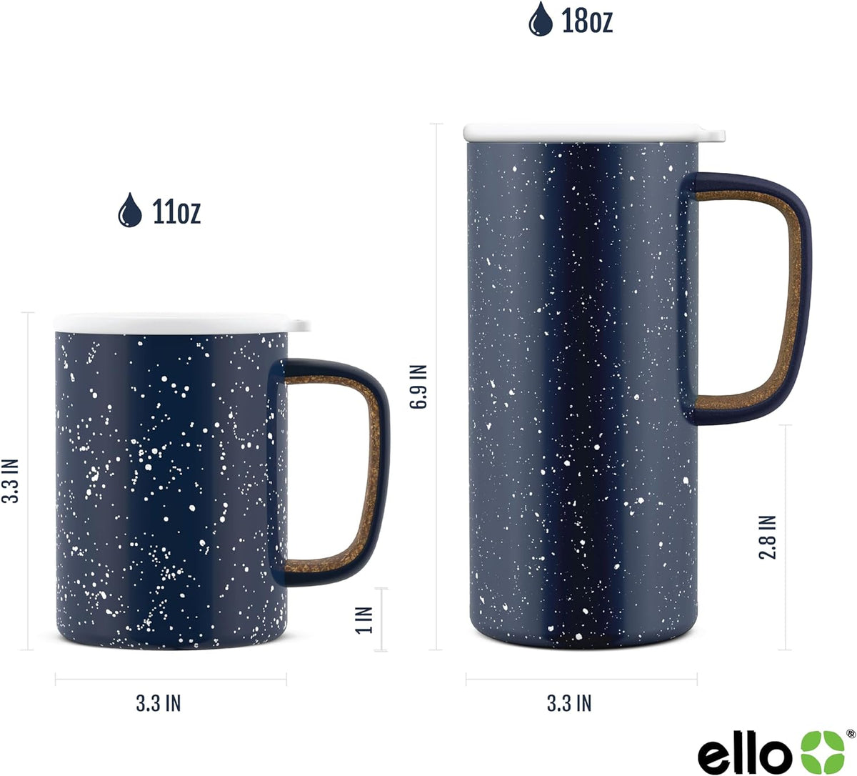 Ello Campy 18oz Insulated Stainless Steel Travel Mug with Handle, Black