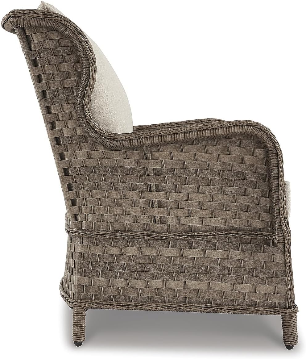 Signature Design by Ashley Clear Ridge Outdoor Handwoven Wicker Cushioned Lounge Chair 2 Count, Light Brown