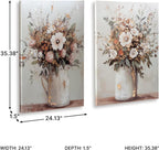 Signature Design by Ashley Floral Canvas Gallery Wall Art Sets | Unframed gallery wrapped canvas over wood, Hand painted textures with gold foil embellishments for living rooms, Faisaldon