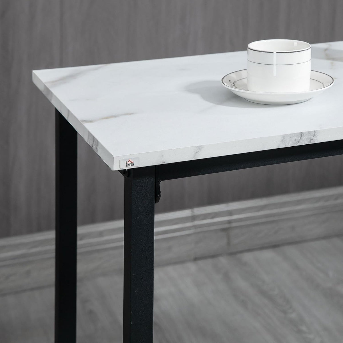 HOMCOM 3 Piece Bar Table Set Modern Dining Table Set for 2 w/Stools White