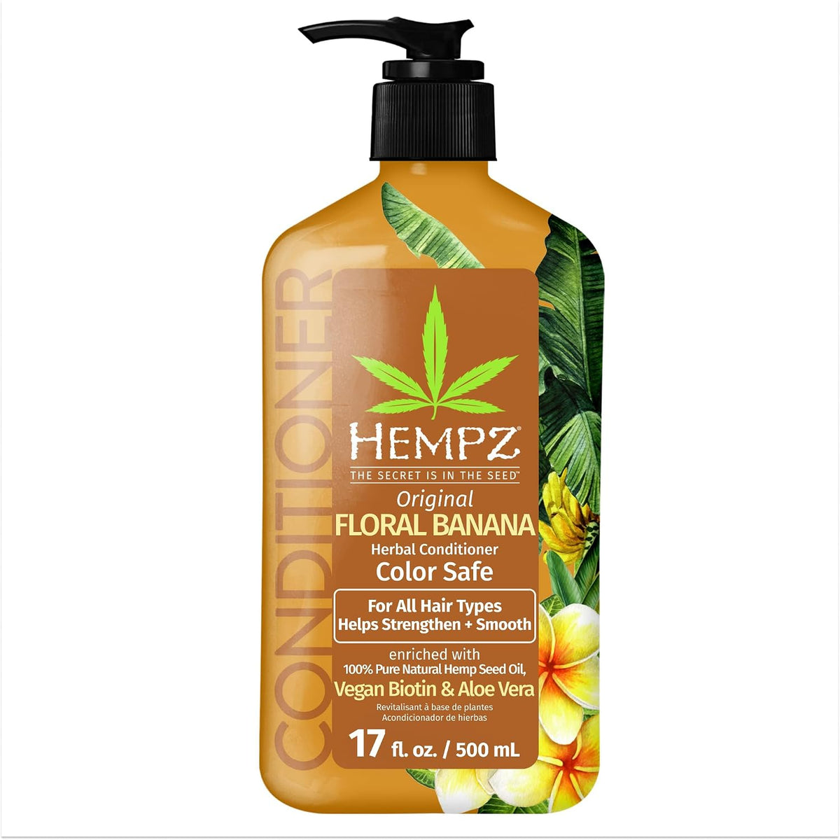 Hempz Biotin Conditioner - Sweet Pineapple & Honey Melon - For Thin/Fine Hair Growth & Strengthening of Dry, Damaged and Color Treated Hair, Hydrating, Softening, Moisturizing - 17 FL OZ