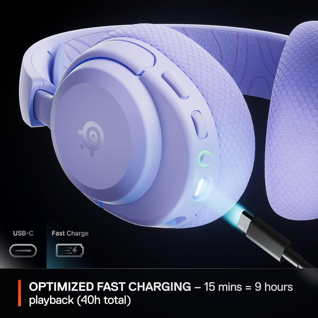 SteelSeries Arctis Nova 3P Wireless - PS5 Headset - Gaming Headset - Mobile App Control - 40 HR Battery with fast charging - Compatible with PlayStation, PC, Switch - 2.4GHz/Bluetooth - Lavender
