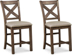 Signature Design by Ashley Rustic Counter Height Bar Stool, Set of 2, Beige
