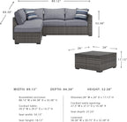 Signature Design by Ashley Petal Road 4-Piece Outdoor Patio Furniture Set, Modular Loveseat Sectional with Storage Table, Rust-Free Aluminum and Resin Wicker, Ideal for Backyard Seating, Gray