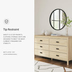 Signature Design by Ashley Cabinella 6 Drawer Bedroom Dresser, Natural Ash | 62-inch wide storage, Engineered wood (MDF/particleboard/plywood) and decorative laminate, Casual tan finish