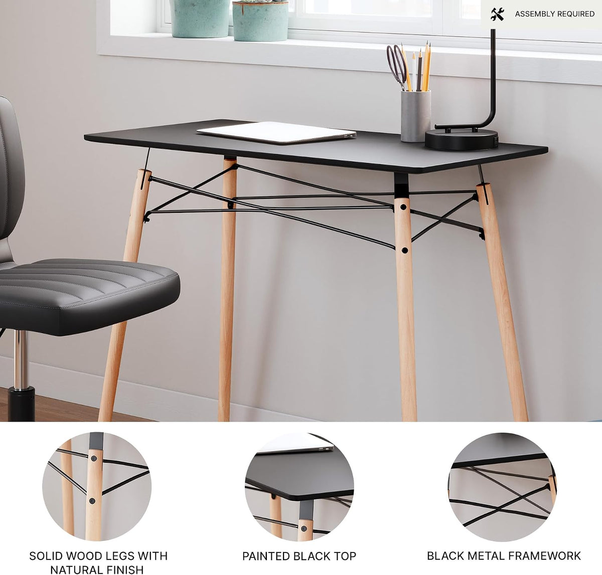 Signature Design by Ashley Jaspeni Industrial Home Office Desk, Black & Light Brown