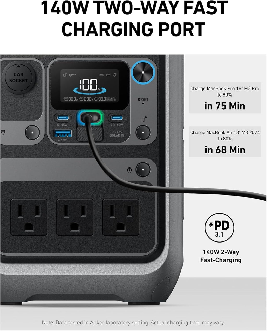 Anker SOLIX C300 Portable Power Station, 288Wh Solar Generator for Camping