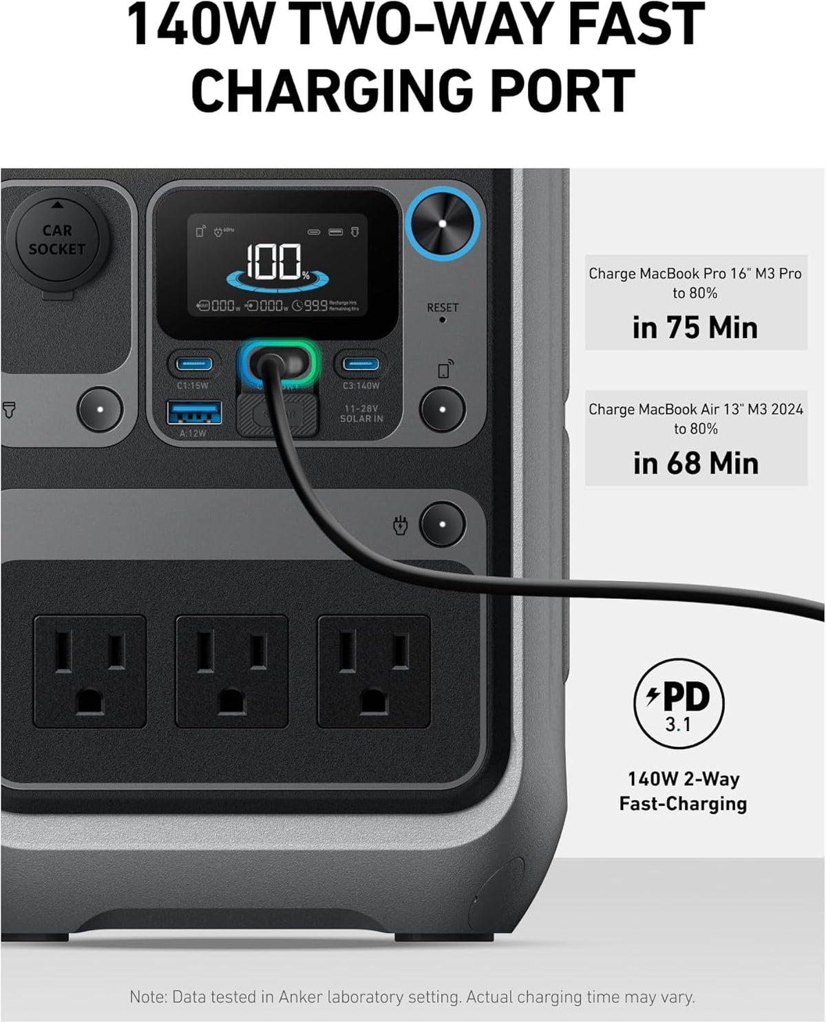 Anker SOLIX C300 Portable Power Station, 288Wh Solar Generator for Camping