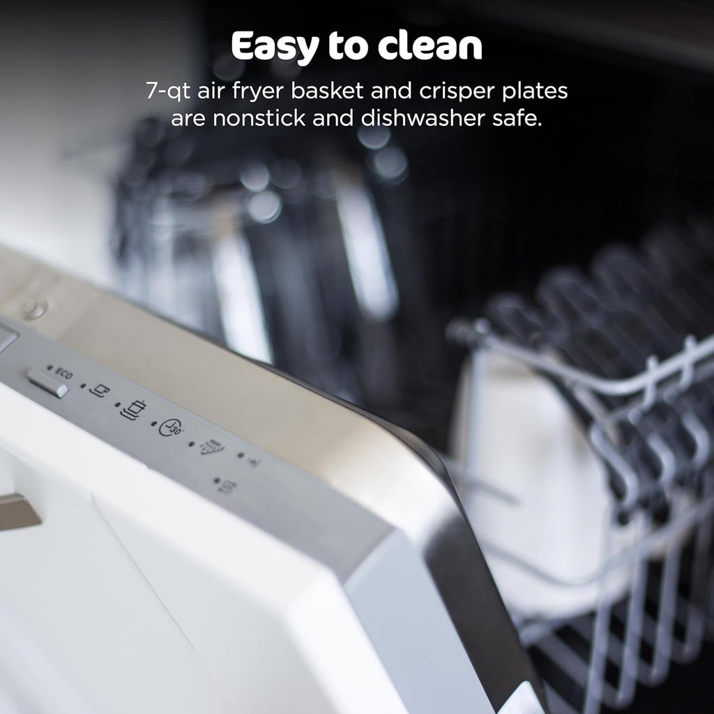 Ninja Foodi Air Fryer, 7 Qt MegaZone, 6-in-1, Black, DZ071 | Air fry, roast, broil, bake, reheat, dehydrate, 450F max, 2x3.5 Qt baskets, Smart Finish