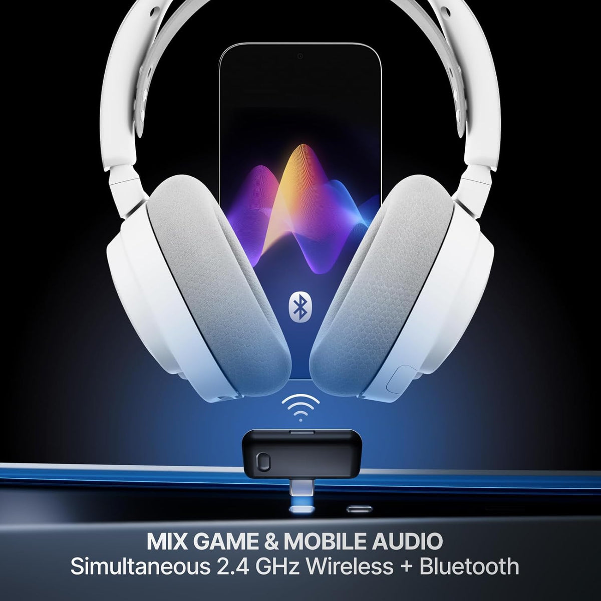 SteelSeries Arctis Nova 7 Wireless Gen 2 - Wireless Gaming Headset for PC - Compatible with PC, PS5, Switch & more - Mobile App Control - 50+ HR with Fast Charge - Mixable 2.4GHz/Bluetooth - White