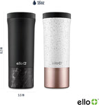 Ello Miri 16oz Insulated Stainless Steel Travel Mug with Slider Lid, Black