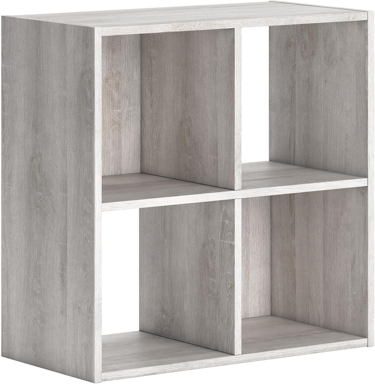 Signature Design by Ashley 4 Cube Storage Organizer, 24 in, Whitewash | Space-saving 24x12x24 in engineered wood organizer for bins or books, Vintage-inspired, Paxberry Series