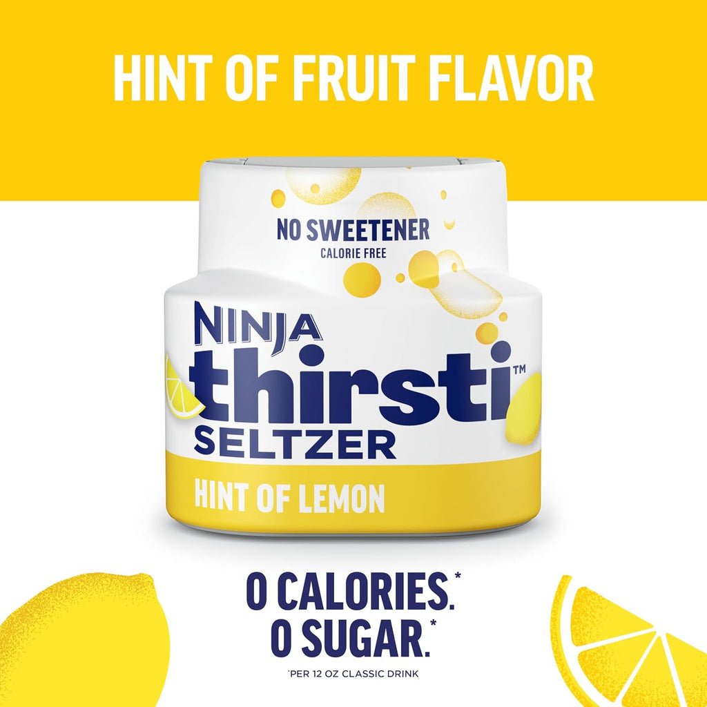 Ninja Thirsti Flavored Water Drops, SELTZER Lemon, Crisp and Refreshing Sparkling Water, Zero Calories, Zero Sugar, Zero Sweeteners, Makes 20, 12oz drinks, 3 Pack, WCFLEMNAM