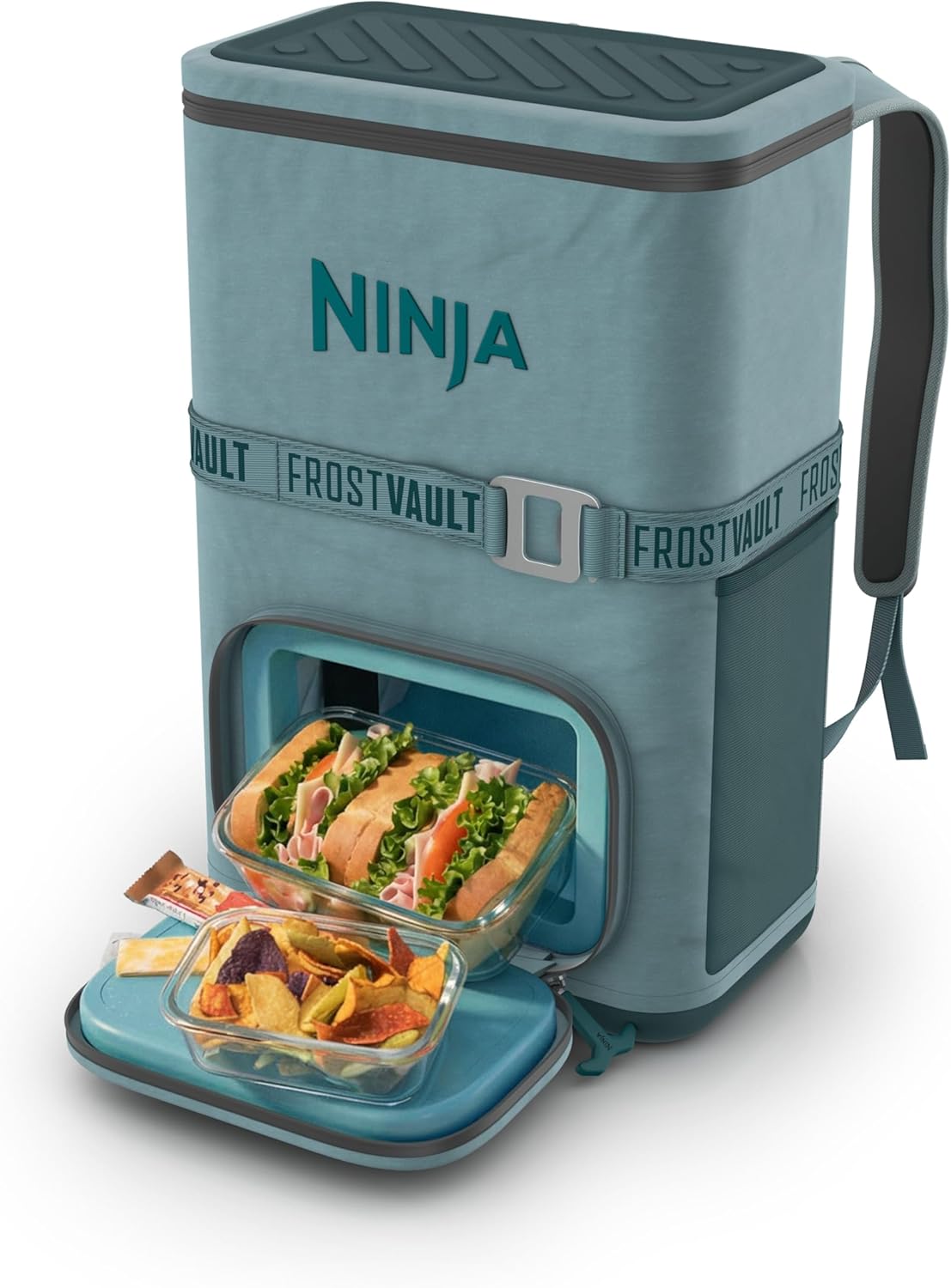 Ninja FrostVault™ Go Backpack Cooler, Dry Storage, Waterside Wind Down | Ninja FrostVault Go soft cooler, stays cool for hours with a leakproof, easy-access lid, and carries like a backpack