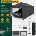 3x6m Pop Up Gazebo with 6 Sidewalls, Heavy Duty Marquee Party Tent, Waterproof & UPF 50+ UV Protection, Easy Setup Folding Canopy for Garden Events, Weddings, Markets & Carport