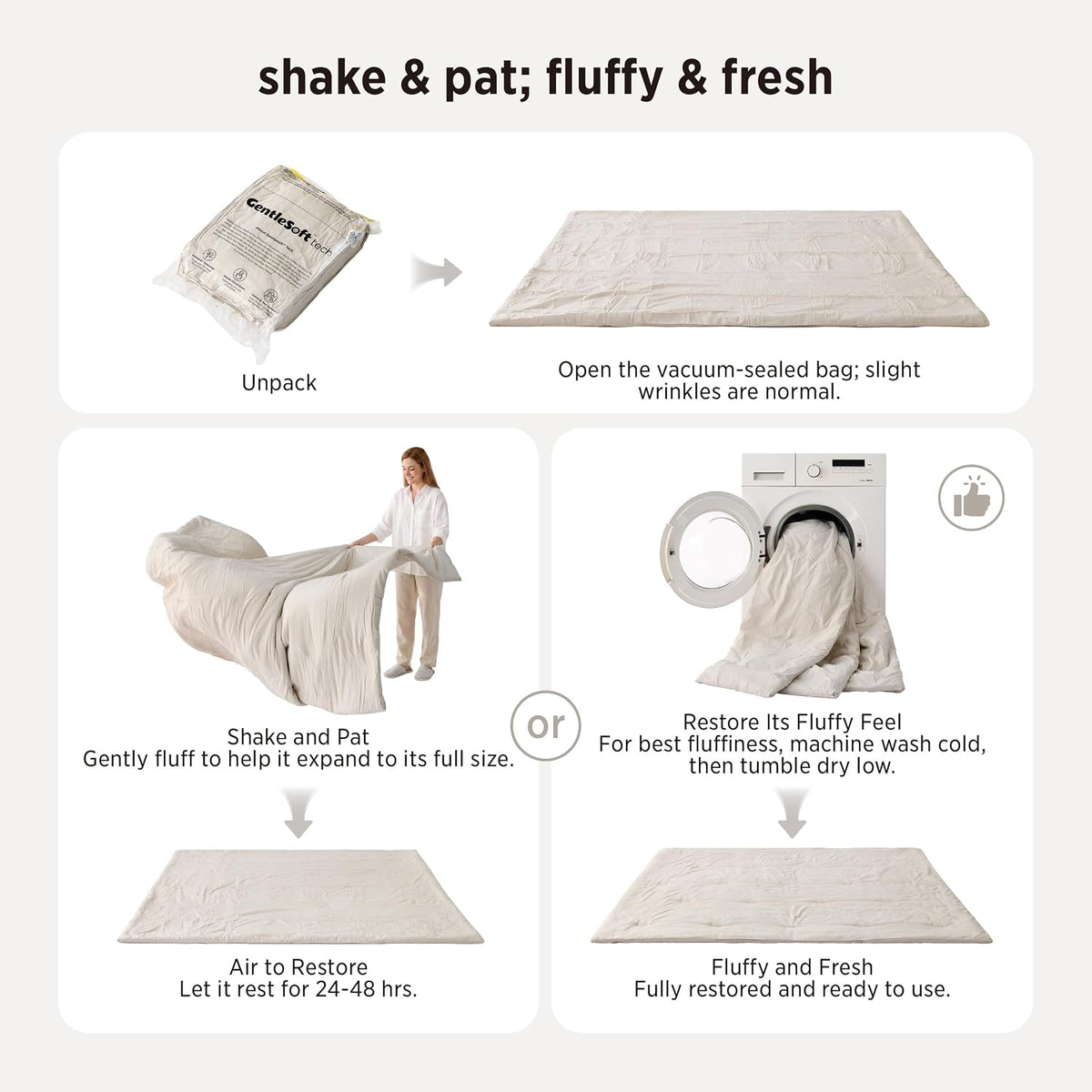Bedsure Queen Size Comforter Sets, Beige Cationic Dyed Bedding Set 3 Pcs