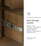 Signature Design by Ashley Lyncott Wood Nightstand with Charging Station | Mid-century mango wood veneer, 2 dovetail drawers, Built-in USB-A and USB-C charging, Round tapered legs