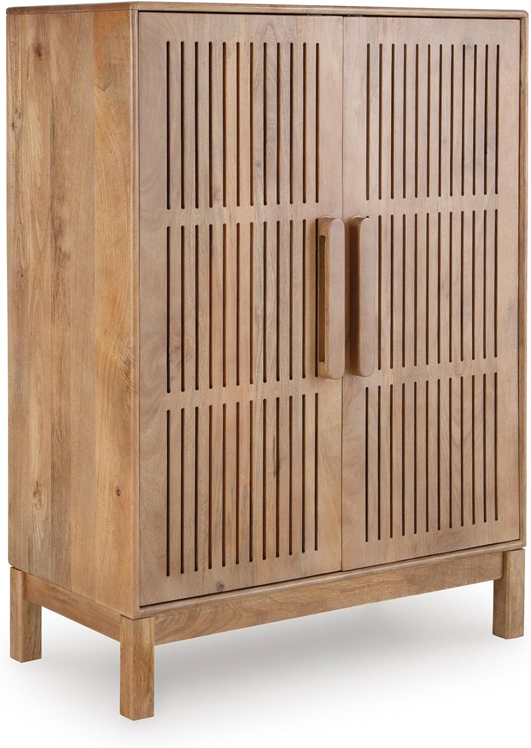 Signature Design by Ashley Solid Mango & Engineered Wood Bar Cabinet | Solid mango wood liquor cabinet, Built-in bottle and stemware racks, Minor assembly for lounges, Pellamour Series