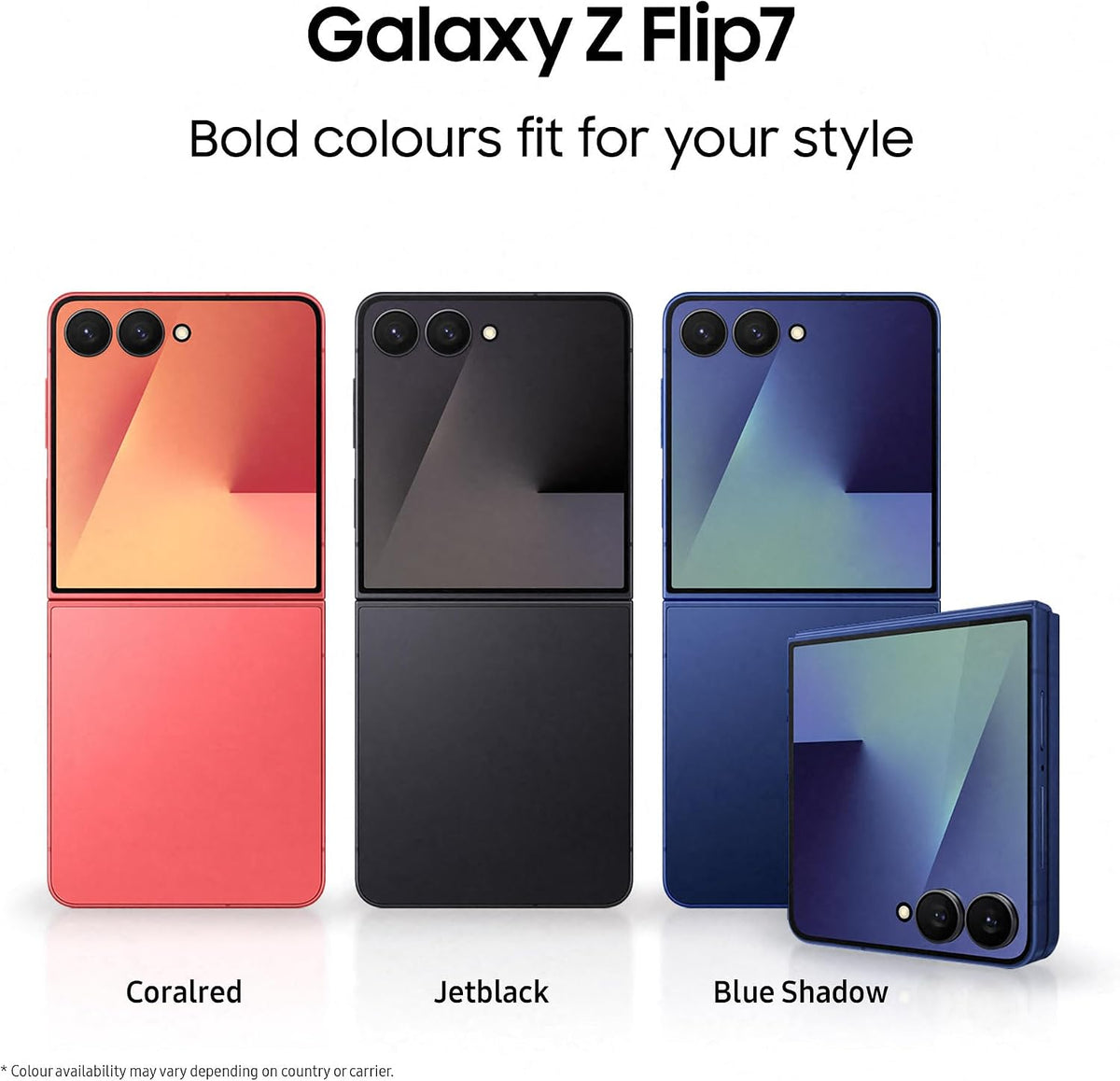 Samsung Galaxy Z Flip7 AI Phone, Thin & Light Foldable Design, Large Cover Screen, 50MP Camera, 256GB Storage, 12GB Memory, 4300mAh Battery, Blue Shadow, 3 Year Extended Warranty (UK Version)