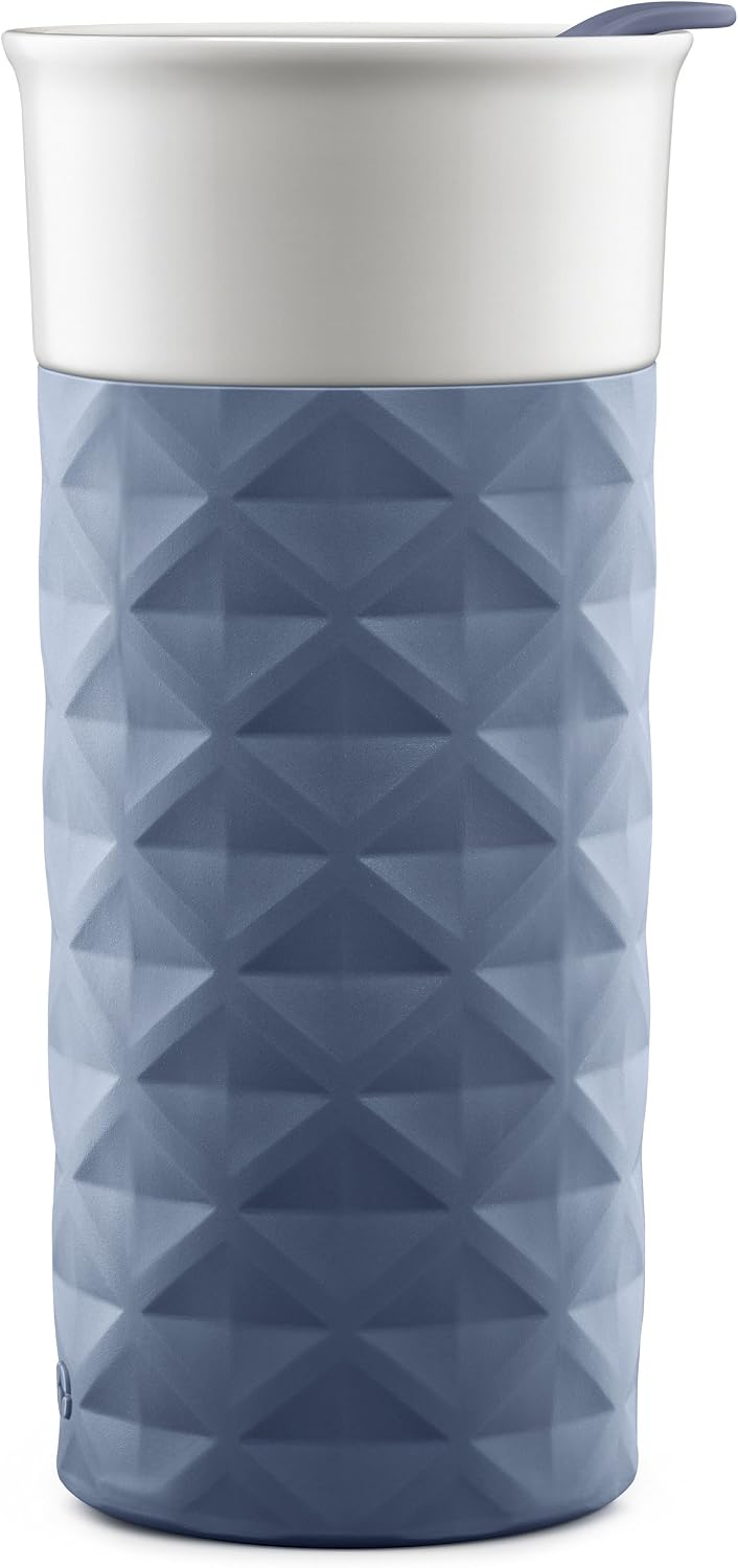 Ello Ogden BPA-Free Ceramic Travel Mug with Lid, Evening Blue, 16 oz