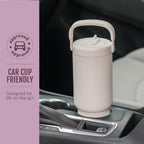 Ello Oasis Go+ 26oz Insulated Stainless Steel Tumbler with Straw, Rasberry