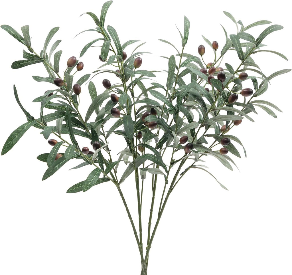 SHACOS 4 PCS 28 inch Artificial Olive Branches for Vases Greenery Olive Stems Faux Tree Branch Twig for Home Wedding Shop Office Garden Decor DIY Floral Crafts