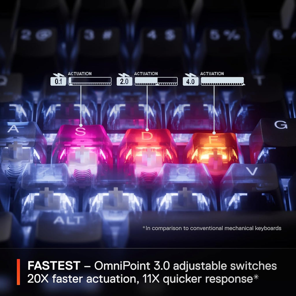 SteelSeries Apex Pro Gen 3 Gaming Keyboard - Hall Effect Keyboard, Magnetic Keyboard with OmniPoint 3.0 Switches - Adjustable Actuation, Rapid Trigger, Rapid Tap/SOCD - English QWERTY