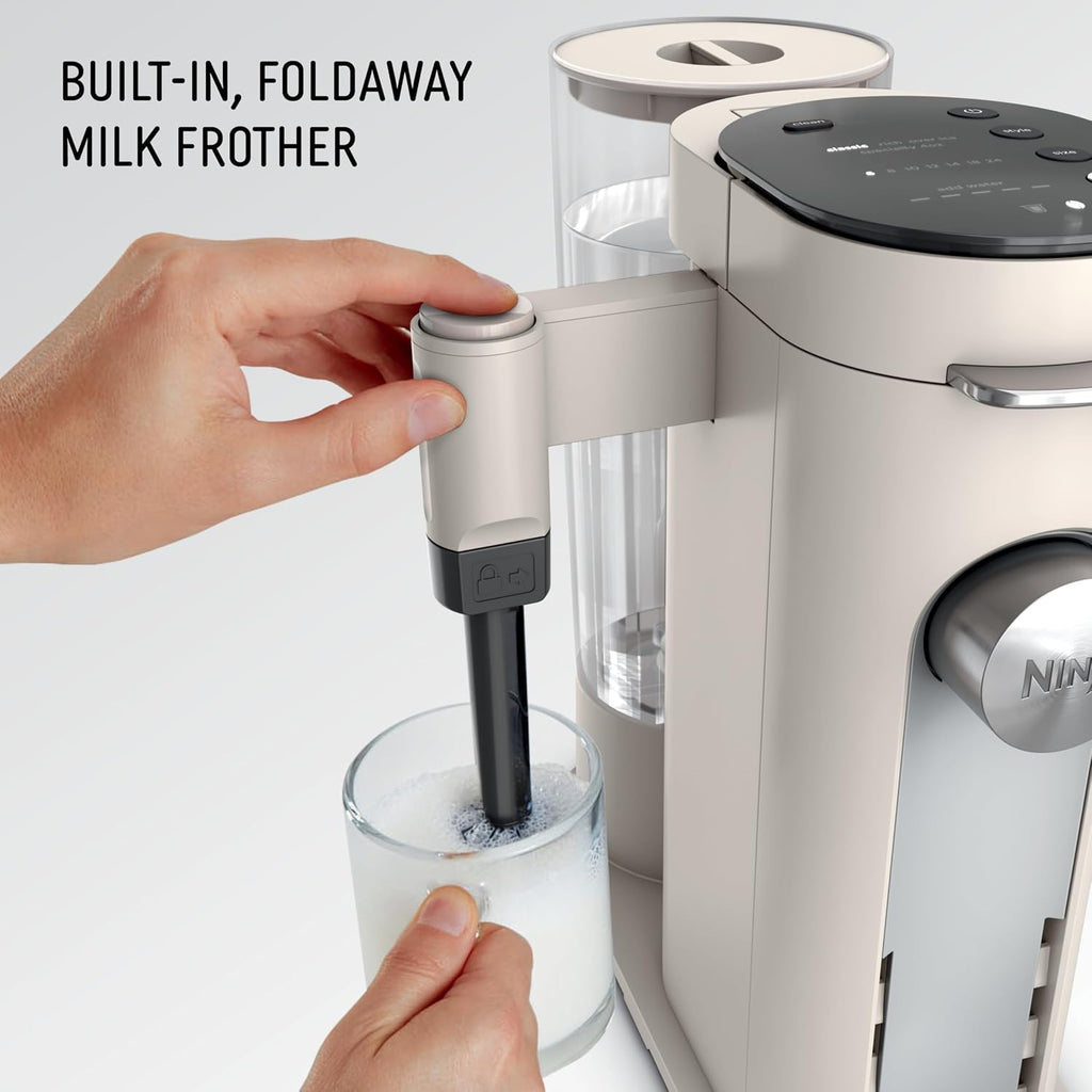 Ninja Pod & Grounds, XL Coffee Maker, K-Cup Compatible, Stone, PB055AST | Brews Grounds, Compact Design, Built-In Milk Frother, 68-oz. Reservoir, 6-oz. Cup to 24-oz. Mug Sizes