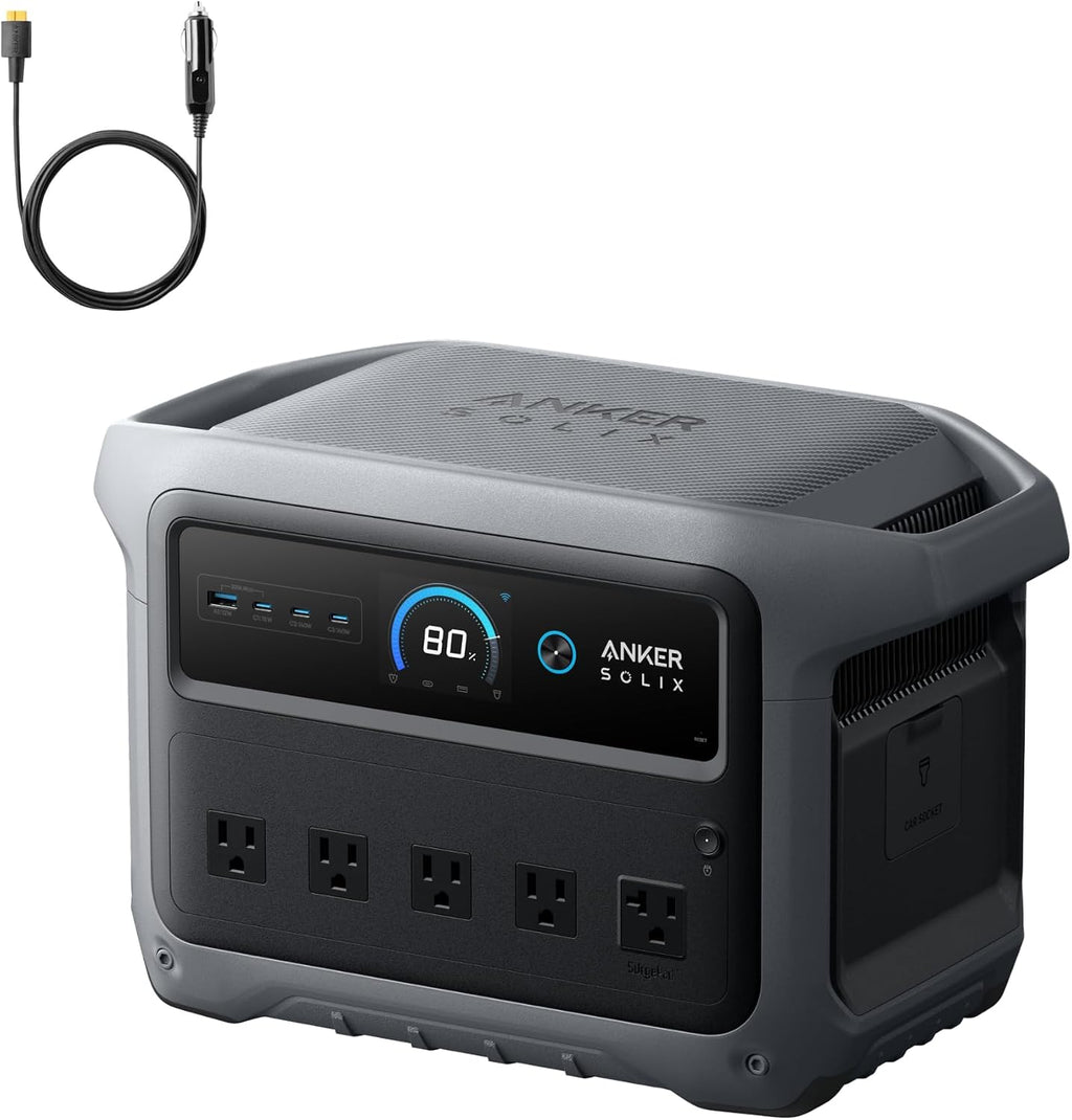 Anker SOLIX C1000 Gen 2 Portable Power Station with Car Charging Cable