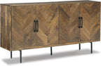 Signature Design by Ashley Accent Cabinet, Wood Credenza, Prattville | 68-inch contemporary credenza, Textured chevron doors, Durable solid and engineered wood construction, Multi-room use