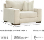 Signature Design by Ashley Oversized Accent Chair and a Half, Birch Beige | Plush textured polyester chenille with track arms, Sag-resistant platform foundation, Reversible cushions, Maggie Series